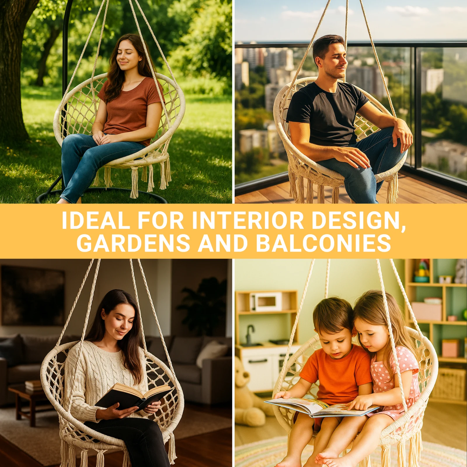 Black Forest | Hamak | ażurowy fotel wiszący 80x60cm ecru