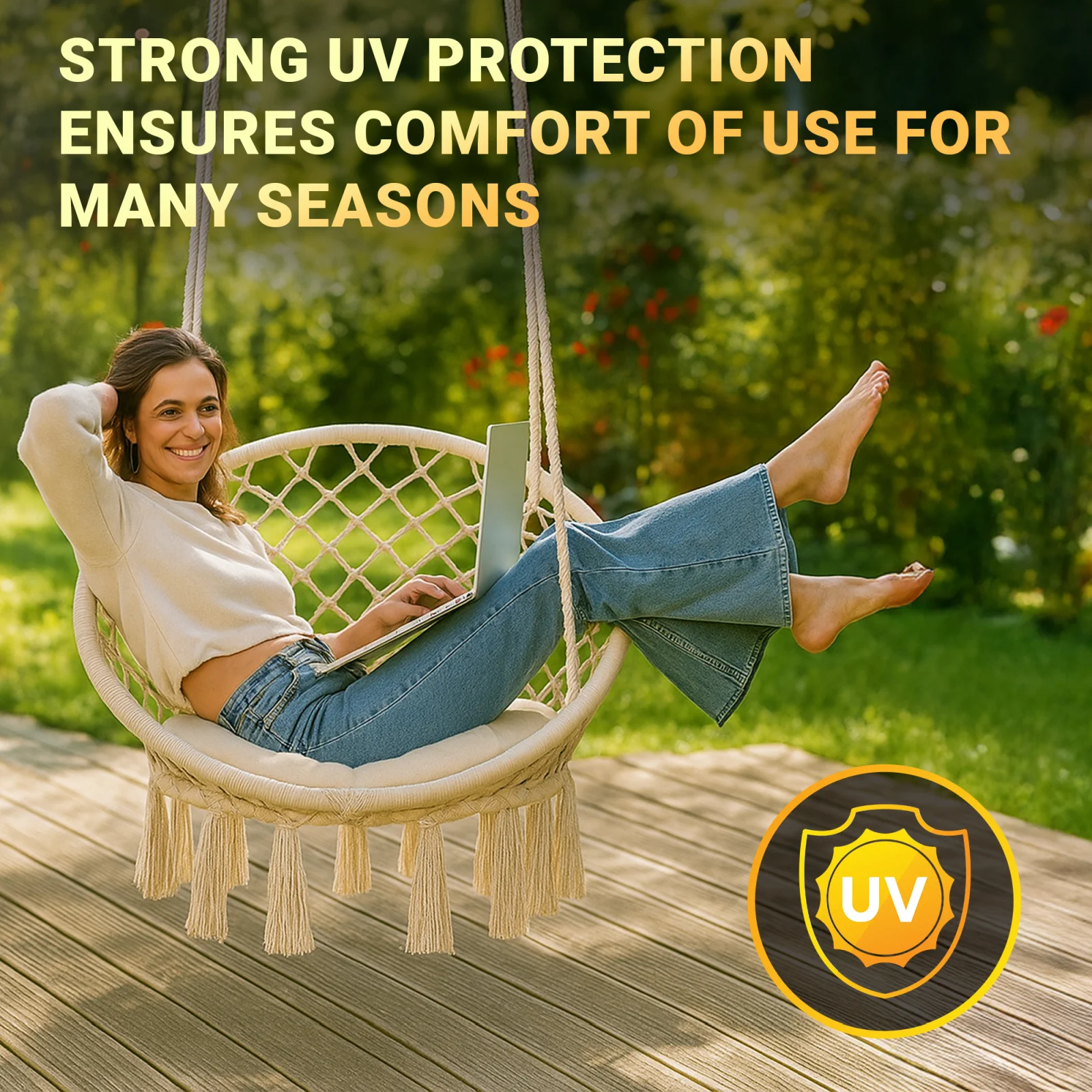 Black Forest | Hamak | ażurowy fotel wiszący 80x60cm ecru