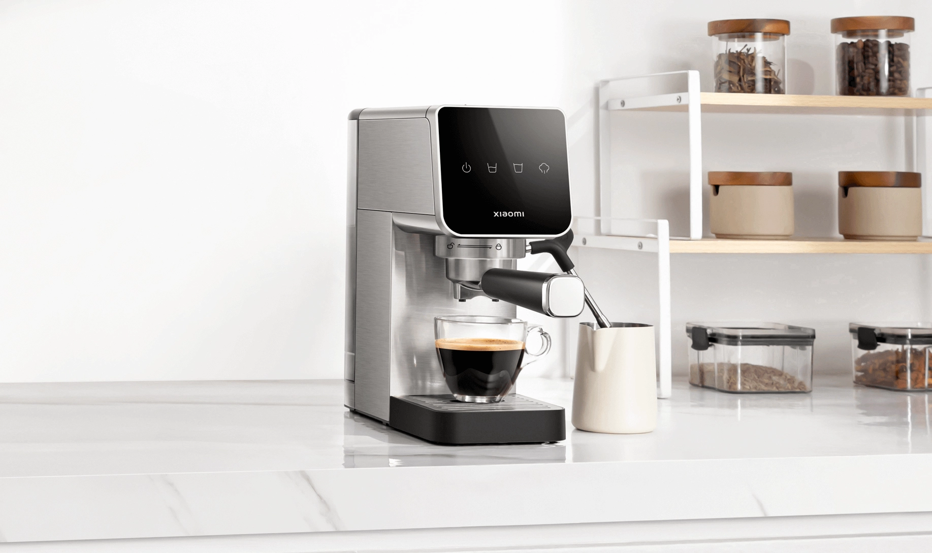 Xiaomi Cafetera Espresso Semiautomática EU | Cafetera de Barril | 20 bar, espumador de leche