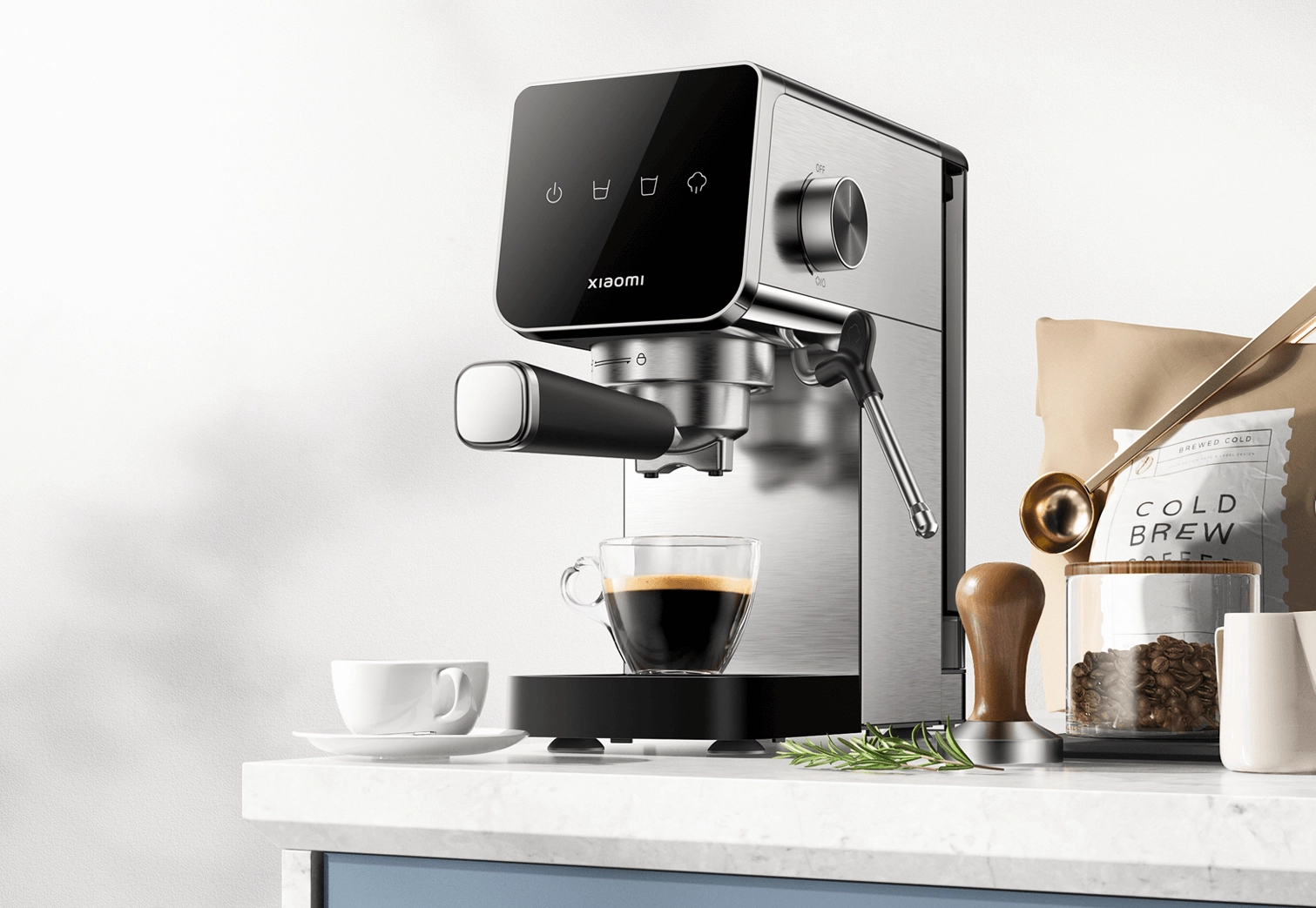 Xiaomi Cafetera Espresso Semiautomática EU | Cafetera de Barril | 20 bar, espumador de leche