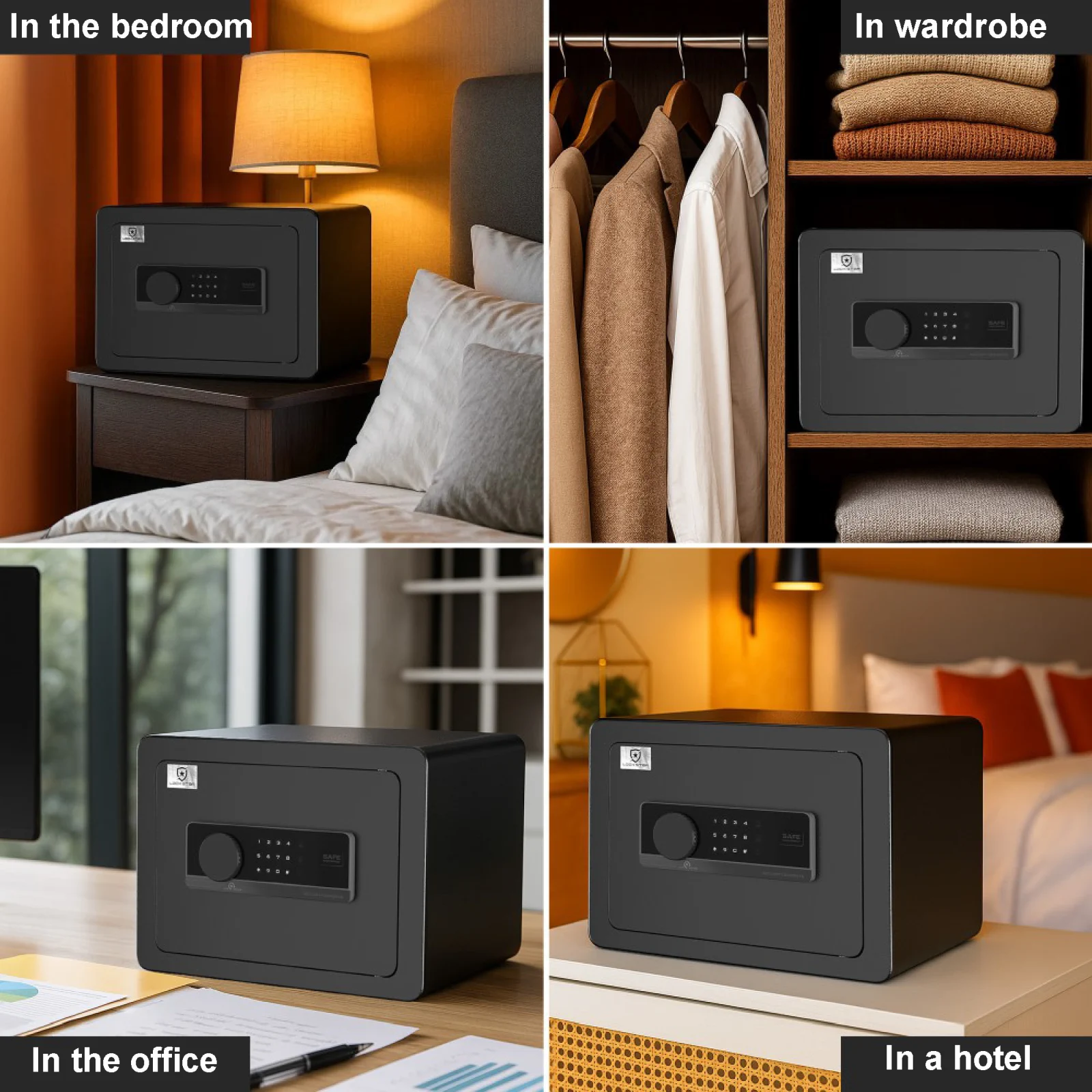 Sejf w różnych lokalizacjach: w sypialni, szafie, biurze i hotelu