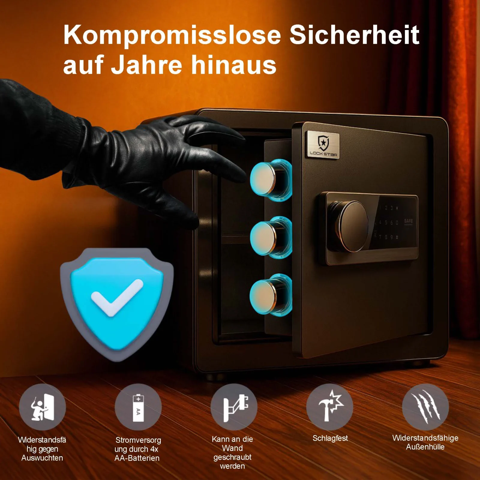 Sicher mit widerstandsf&auml;higer Konstruktion, gesch&uuml;tzt gegen Ausbalancieren, Aufprall und mit der M&ouml;glichkeit der Verschraubung an der Wand