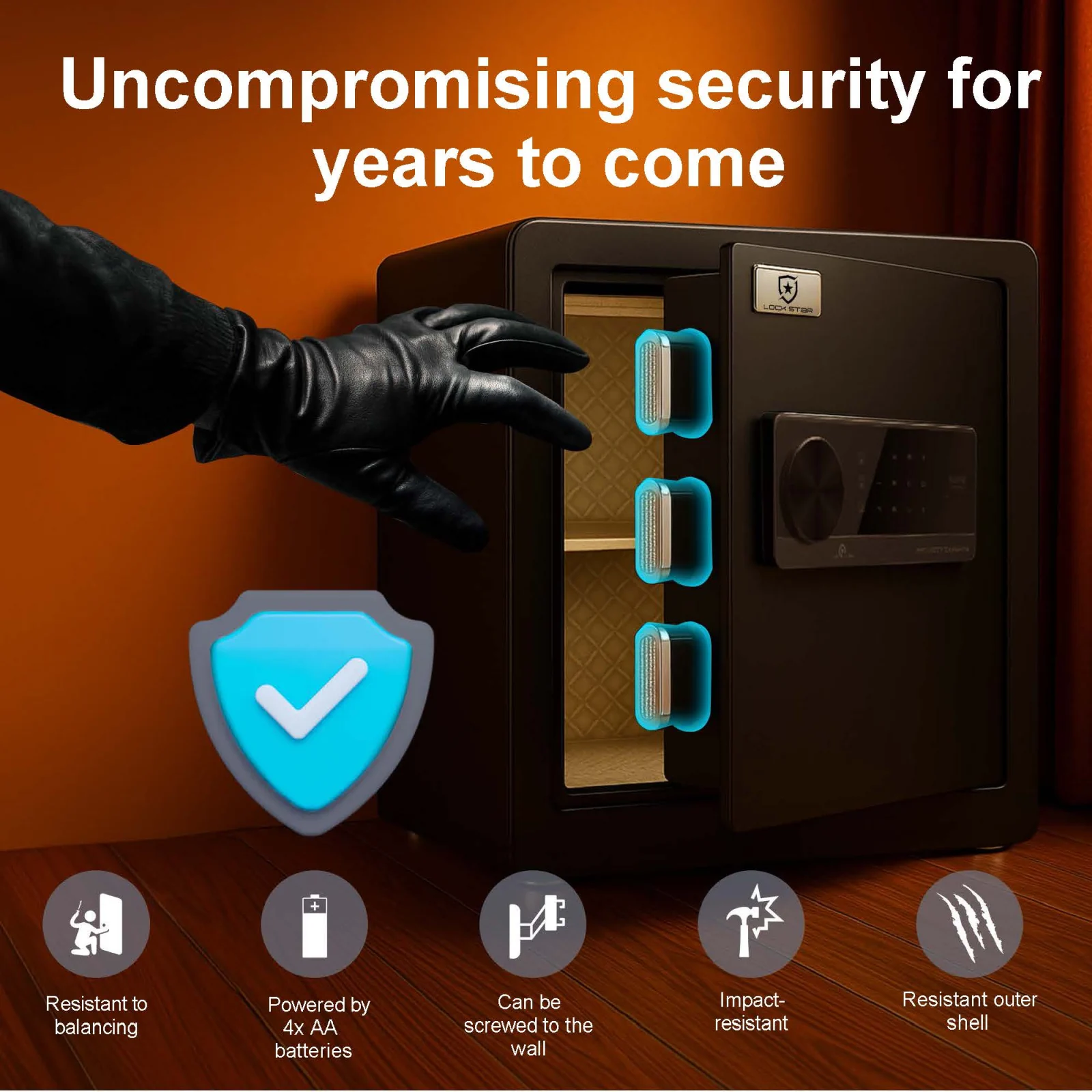 Safe with features that are resistant to balancing, impact, and can be screwed to the wall