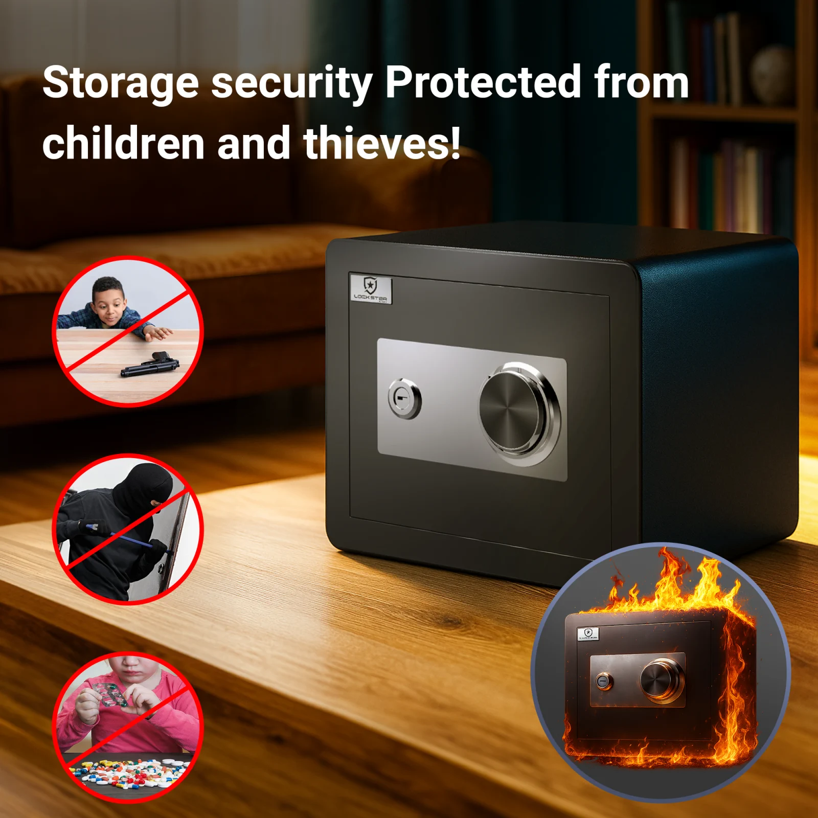 Safe protected against children, theft and fire