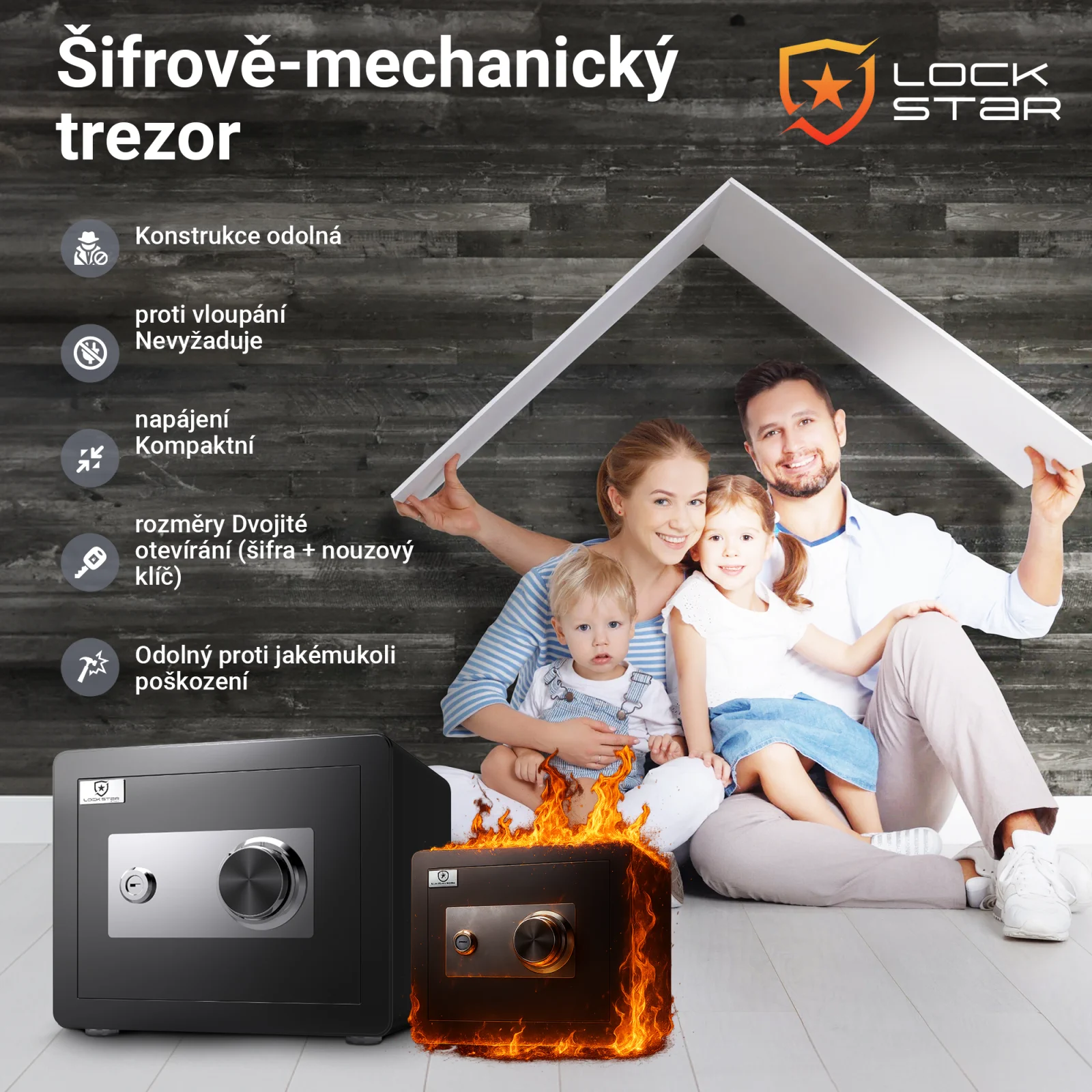 Trezor s konstrukcí odolnou proti vloupání, odolnou proti poškození a vyžadující dvojité otevírání