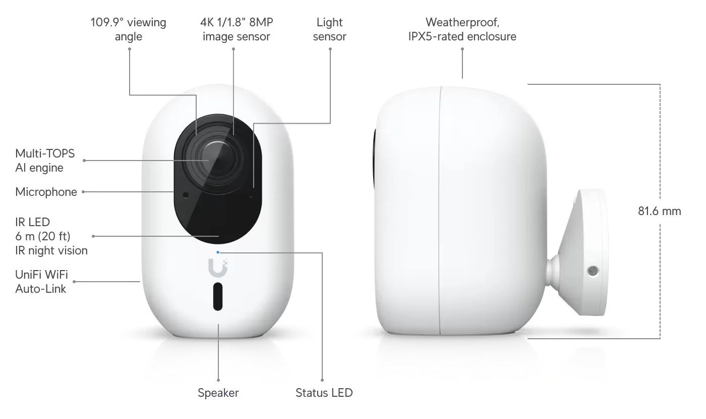 UBIQUITI UVC-G6-INS-W CÂMARA WIFI 4K, 8MP, MOTOR AI, ÁUDIO BIDIRECCIONAL