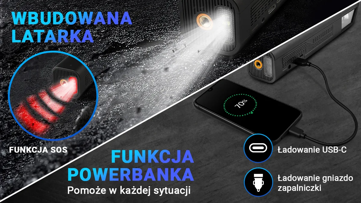Funkcja latarki i powerbanka
