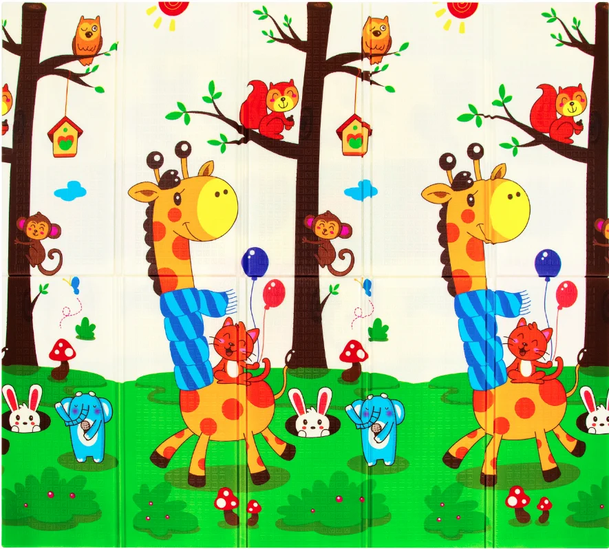 oboustranná stimulační vzdělávací podložka 150x200x1 CM skládací taška zvířata