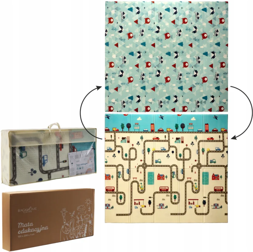 alfombrilla educativa estimulante de dos caras 180x200x1 CM plegable azul-AMOCHODY BAG