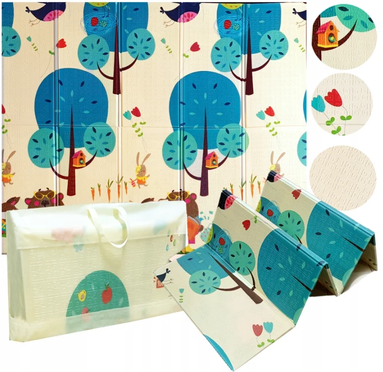 STIMULAČNÍ VZDĚLÁVACÍ PODLOŽKA 180x200x1 CM SKLÁDACÍ Zvířecí stromy Taška