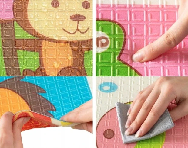 oboustranná stimulační vzdělávací podložka 180x200x1 CM skládací taška zvířata