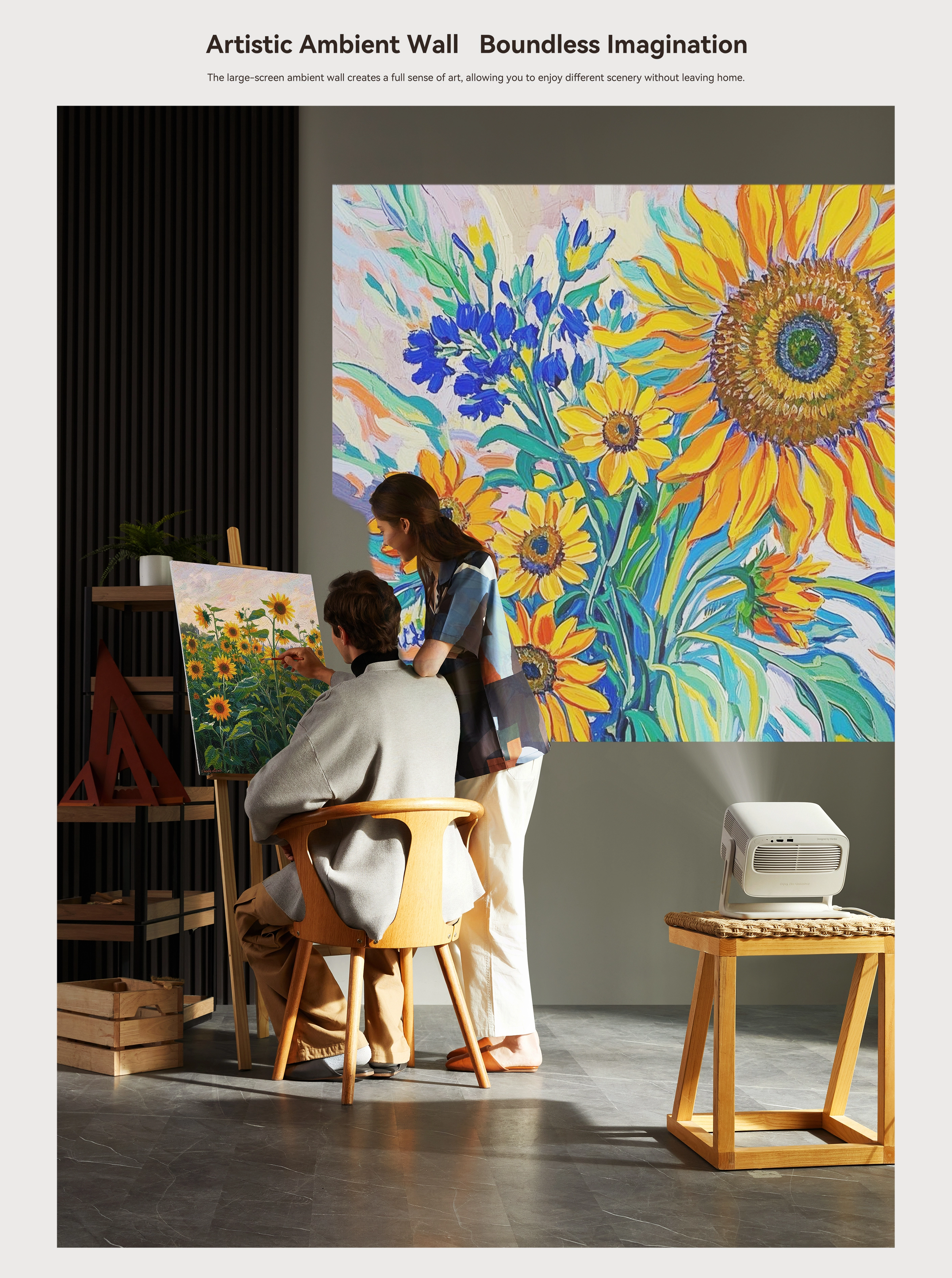 Wanbo Vali 1 White | Projector | Full HD, 900 ANSI, Android TV 11, Gimbal