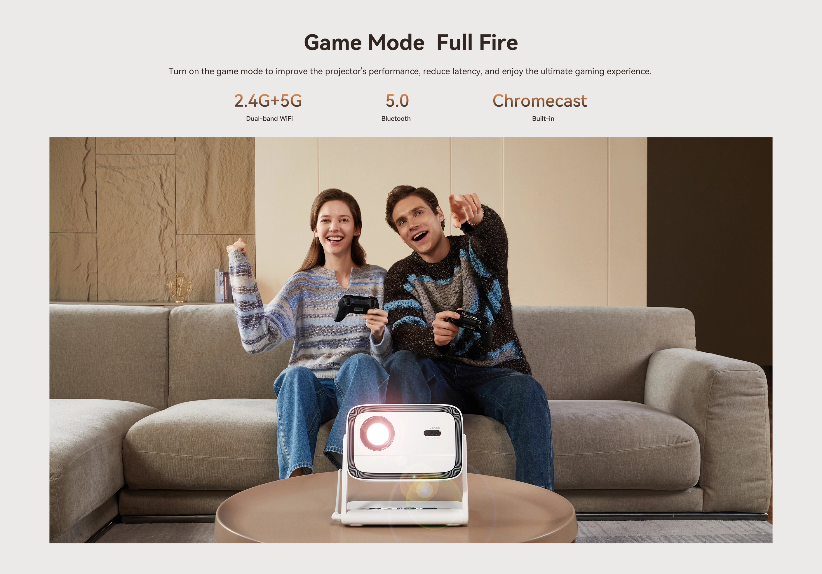 Wanbo Vali 1 White | Projector | Full HD, 900 ANSI, Android TV 11, Gimbal