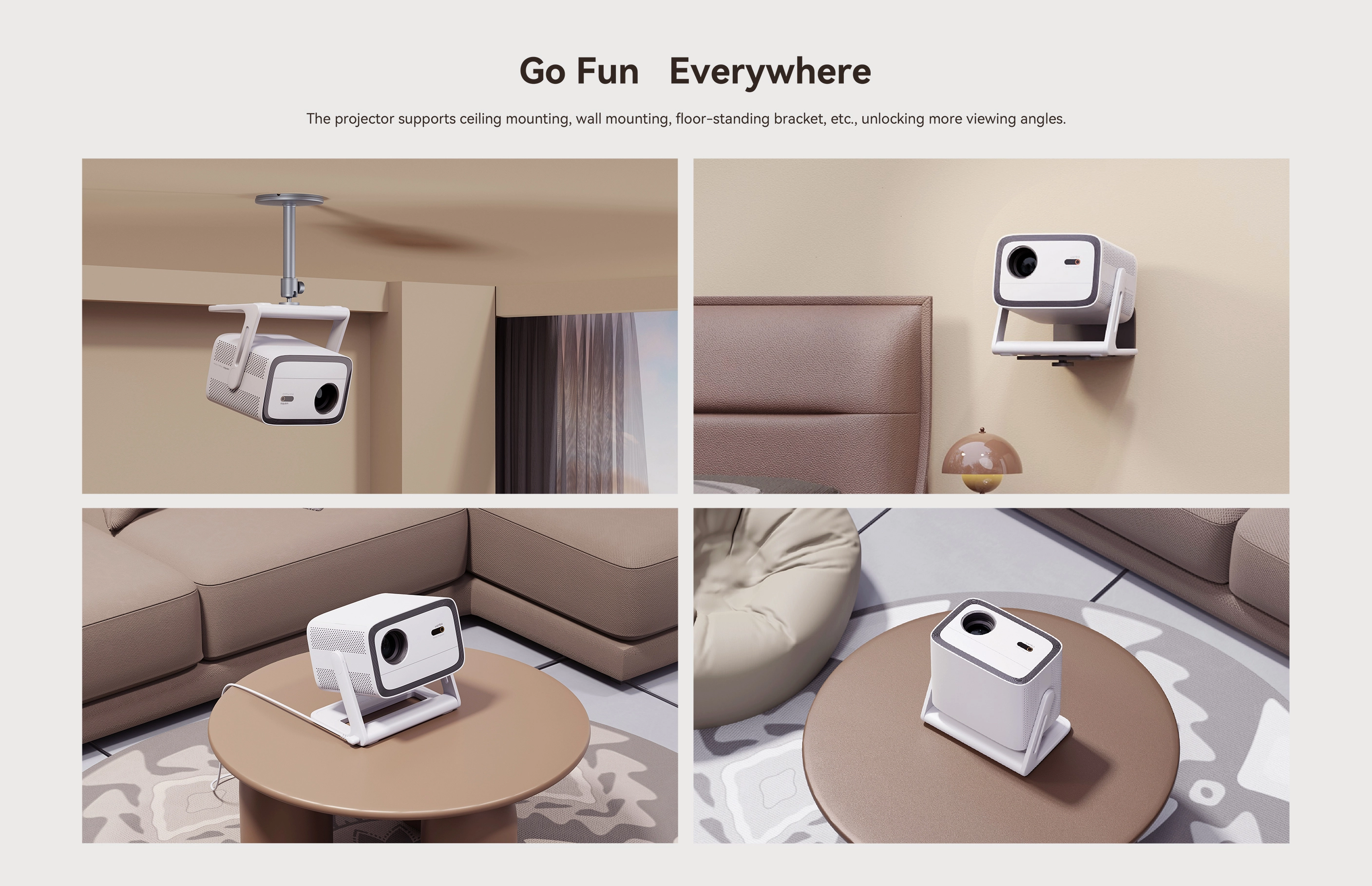 Wanbo Vali 1 White | Projector | Full HD, 900 ANSI, Android TV 11, Gimbal