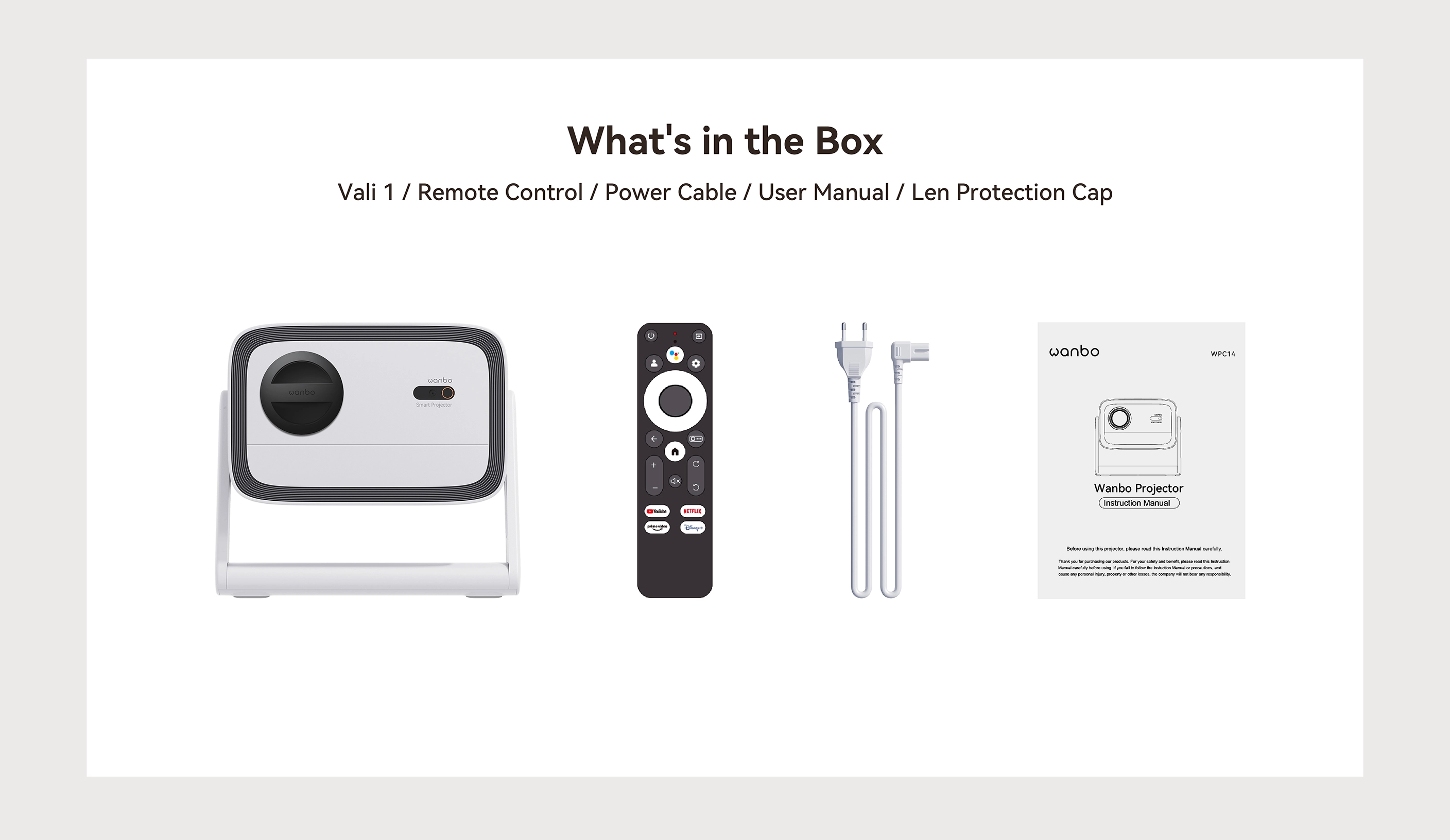 Wanbo Vali 1 White | Projector | Full HD, 900 ANSI, Android TV 11, Gimbal