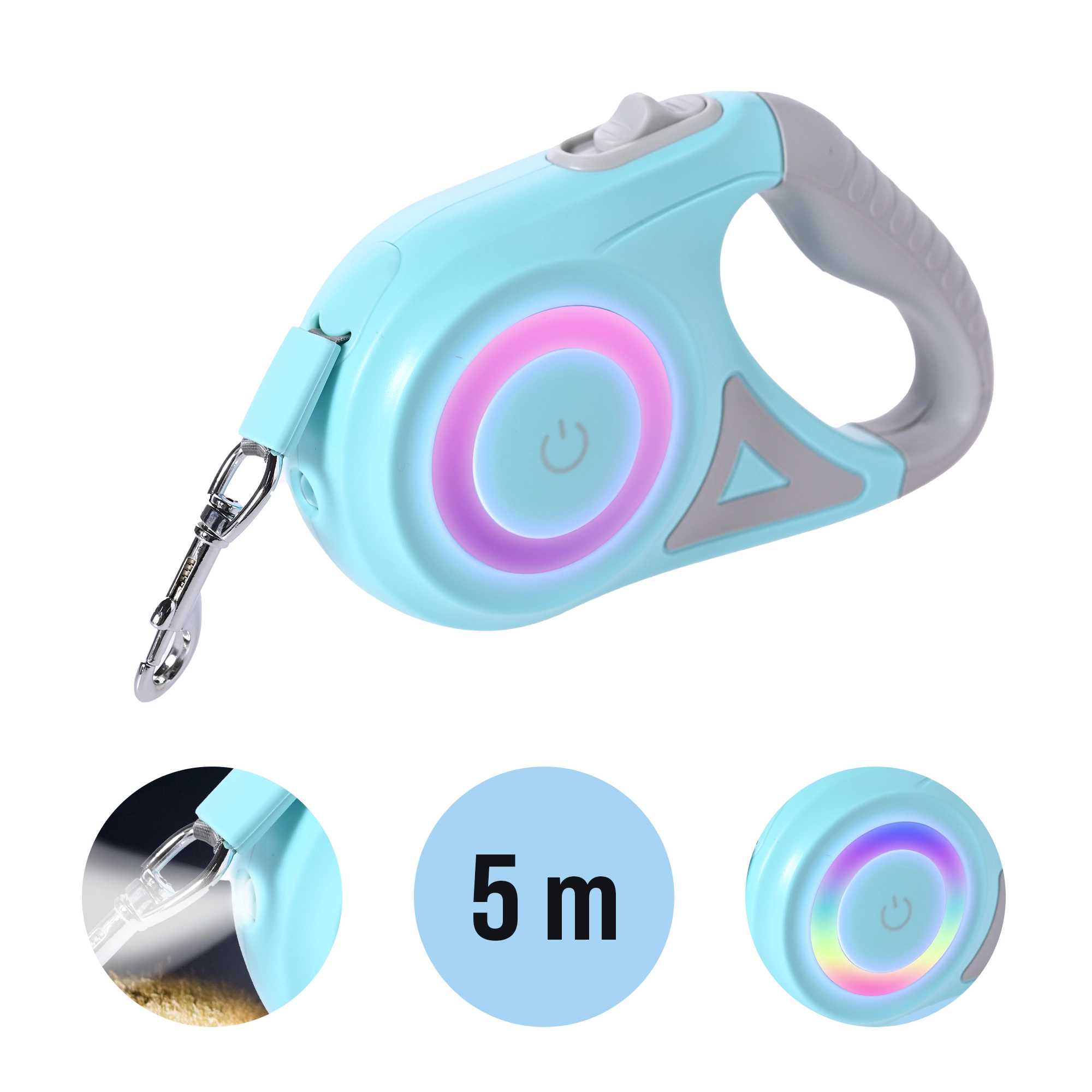 GUINZAGLIO AUTOMATICO TRESPORT 5M A LED CON LUCE LATERALE