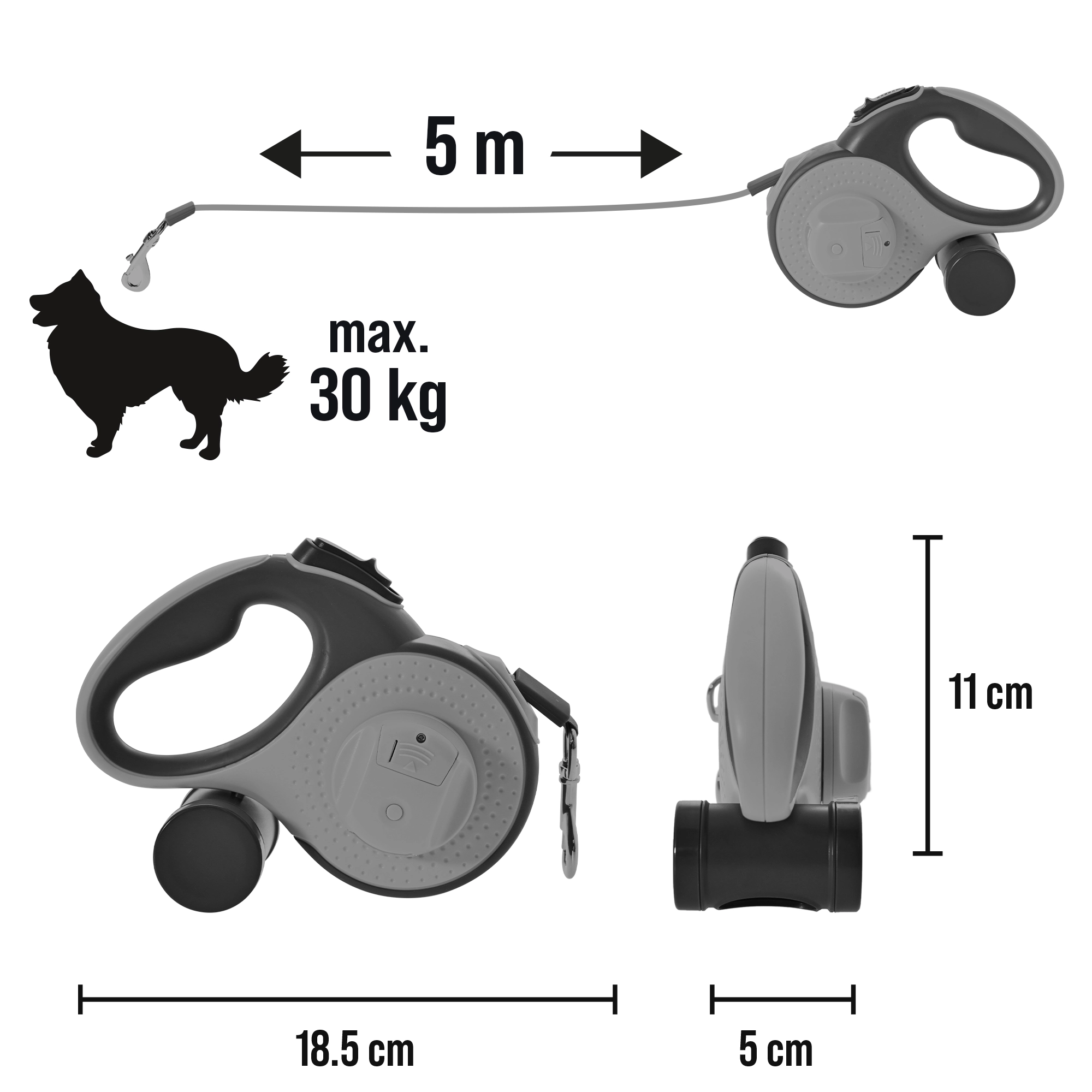 TRESPORT АВТОМАТИЧЕСКИЙ ПОВОДОК 5М LED С СУМКОЙ КОНТЕЙНЕР