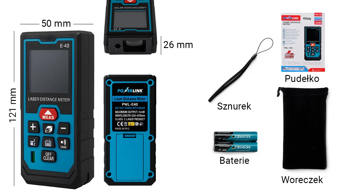 Powerlink by Extralink | Medidor de distancia láser | Juego de 40m PWL-ES-40