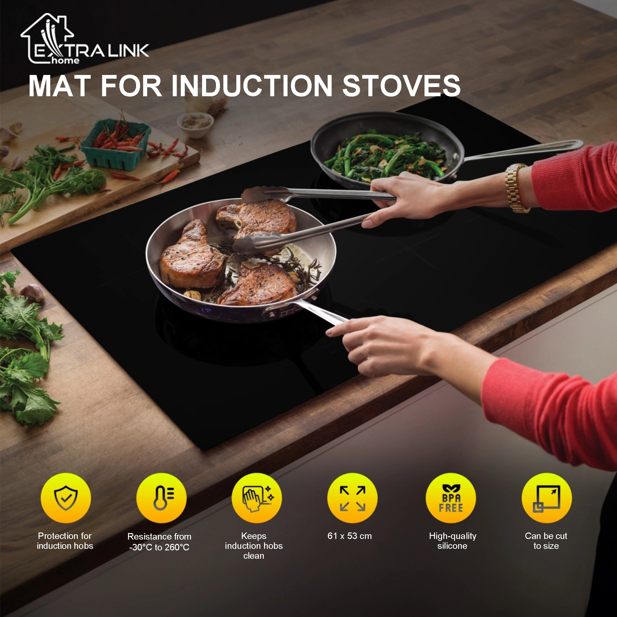 Extralink Home | Protective mat for induction stove | transparent 53x61 cm
