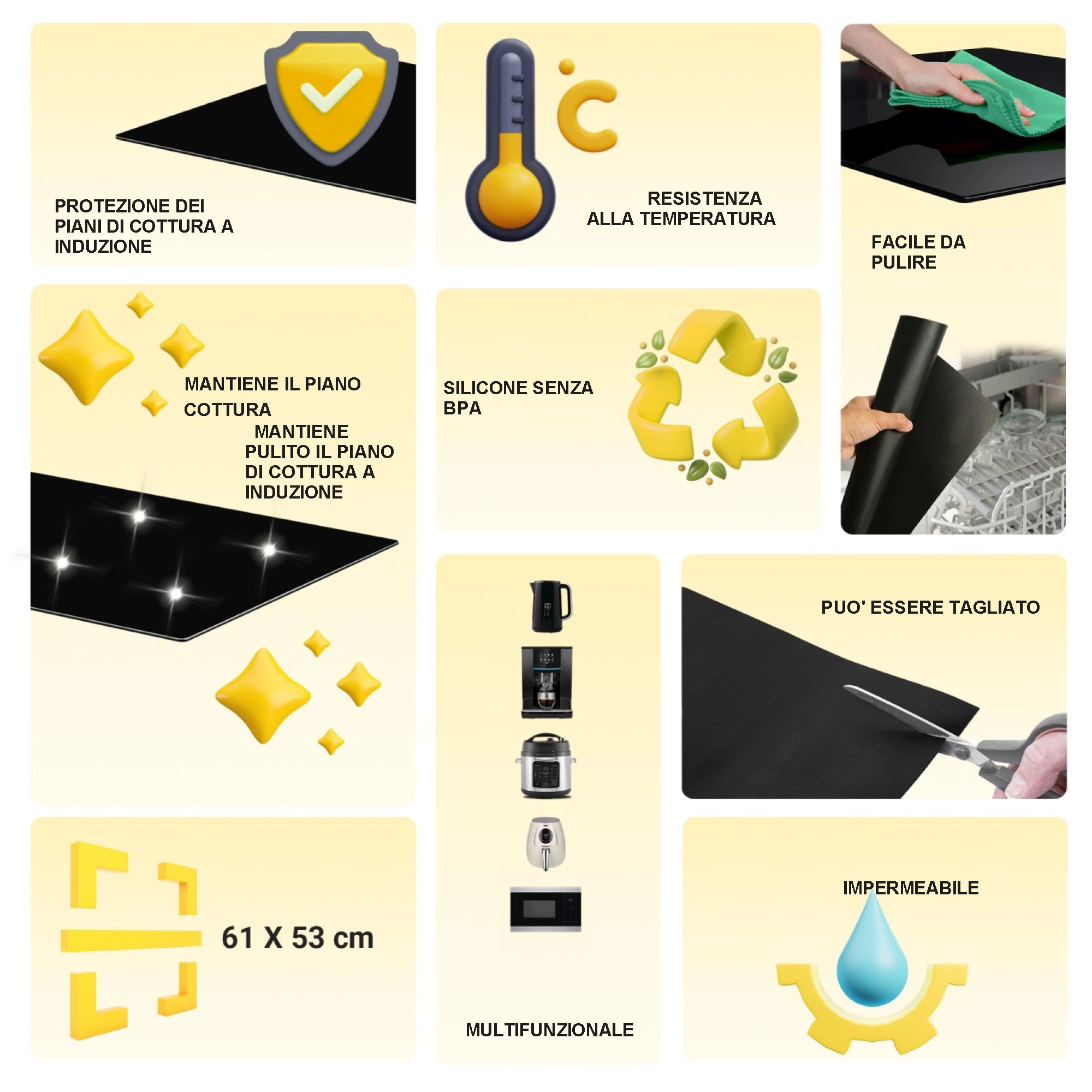 Extralink Home | Tappeto di protezione per piani di cottura a induzione | trasparente 53x61 cm