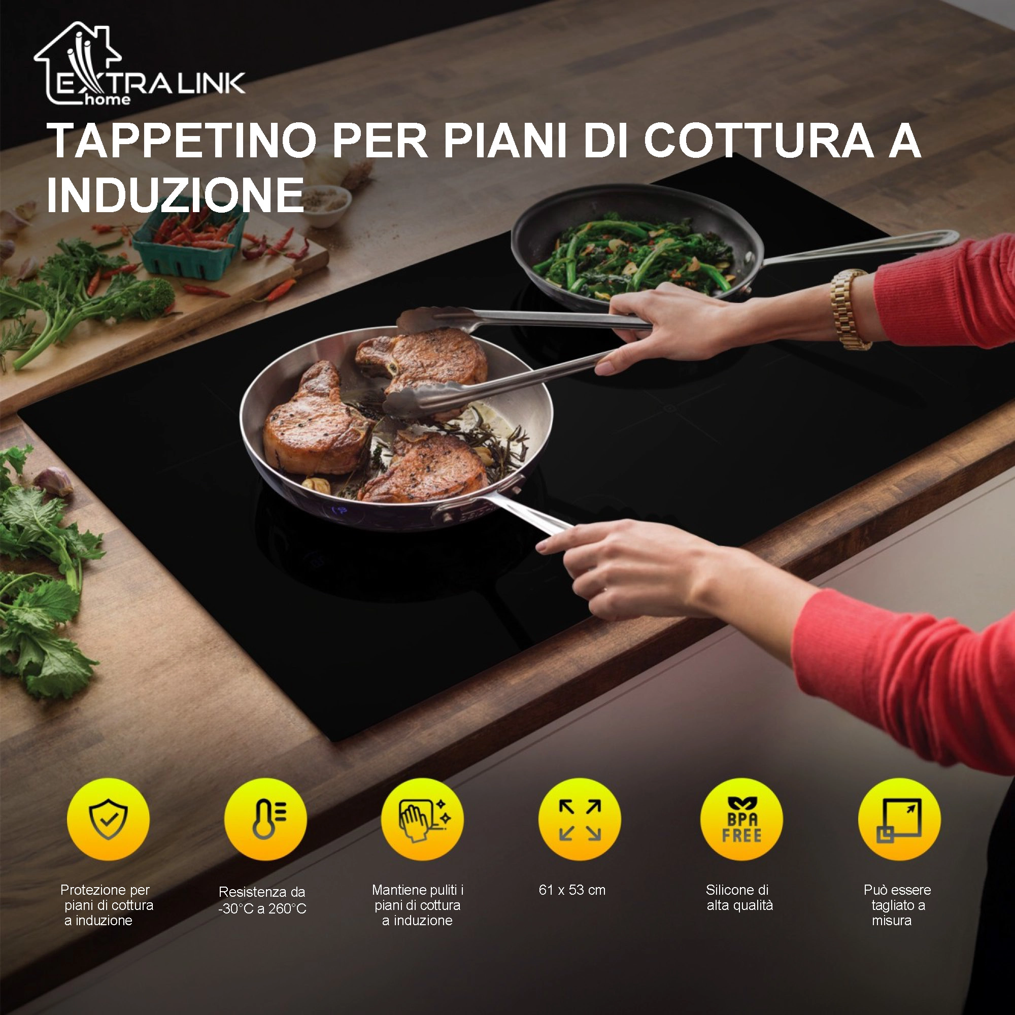 Extralink Home | Tappeto di protezione per piani di cottura a induzione | trasparente 53x61 cm