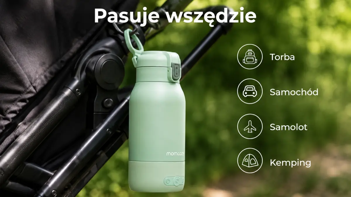 Podgrzewacz zawieszony na torbie, idealny do przenoszenia w podróży, samochodzie, na lotnisku, czy kempingu