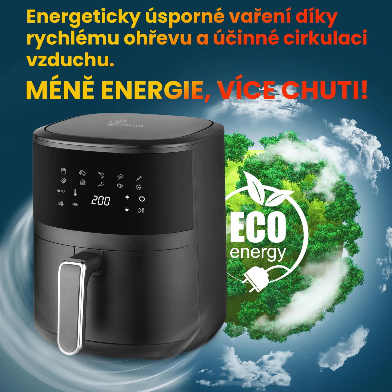 předn&iacute; frit&eacute;za extralink sj-420 s vizualizac&iacute; energetick&eacute; &uacute;činnosti