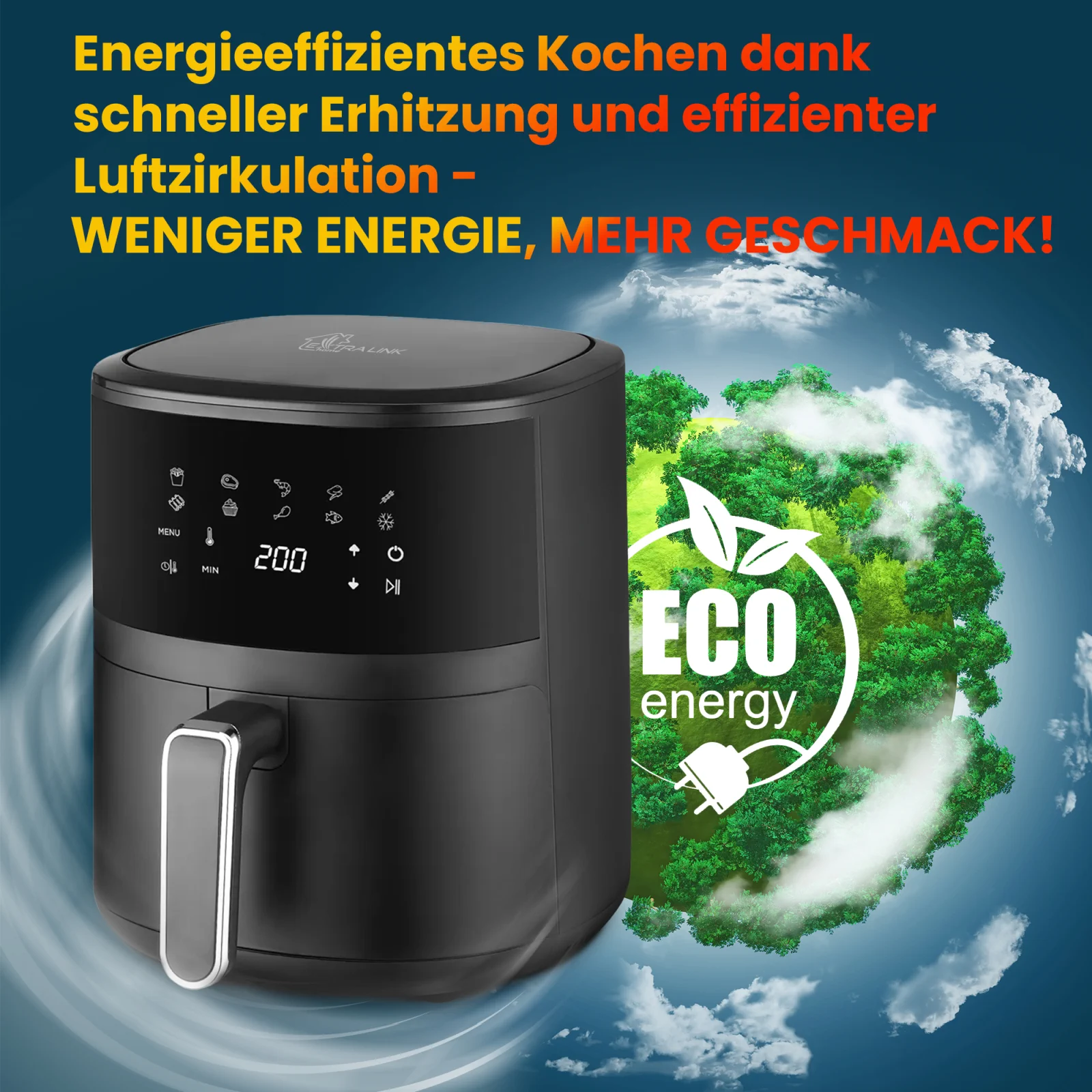 extralink sj-420 frontfriteuse mit visualisierung der energieeffizienz