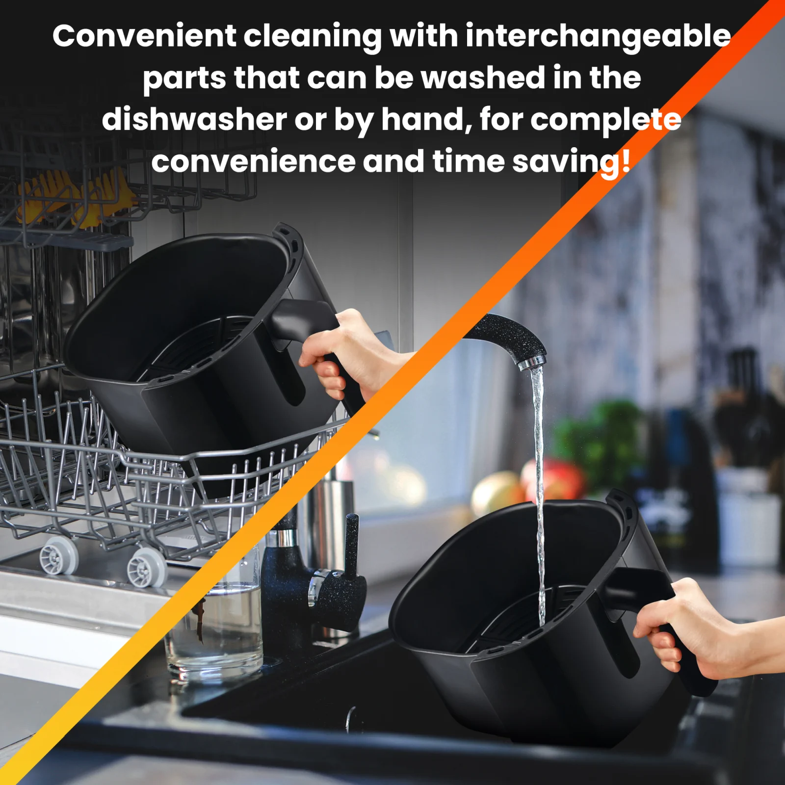 cajón freidora extralink sj-420 visible en fregadero y lavavajillas