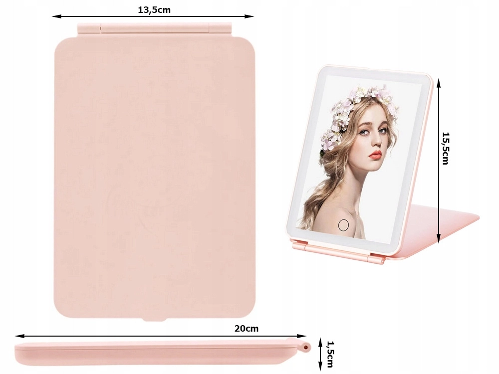 Extralink | Espejo cosmético | plegable, rosa USB