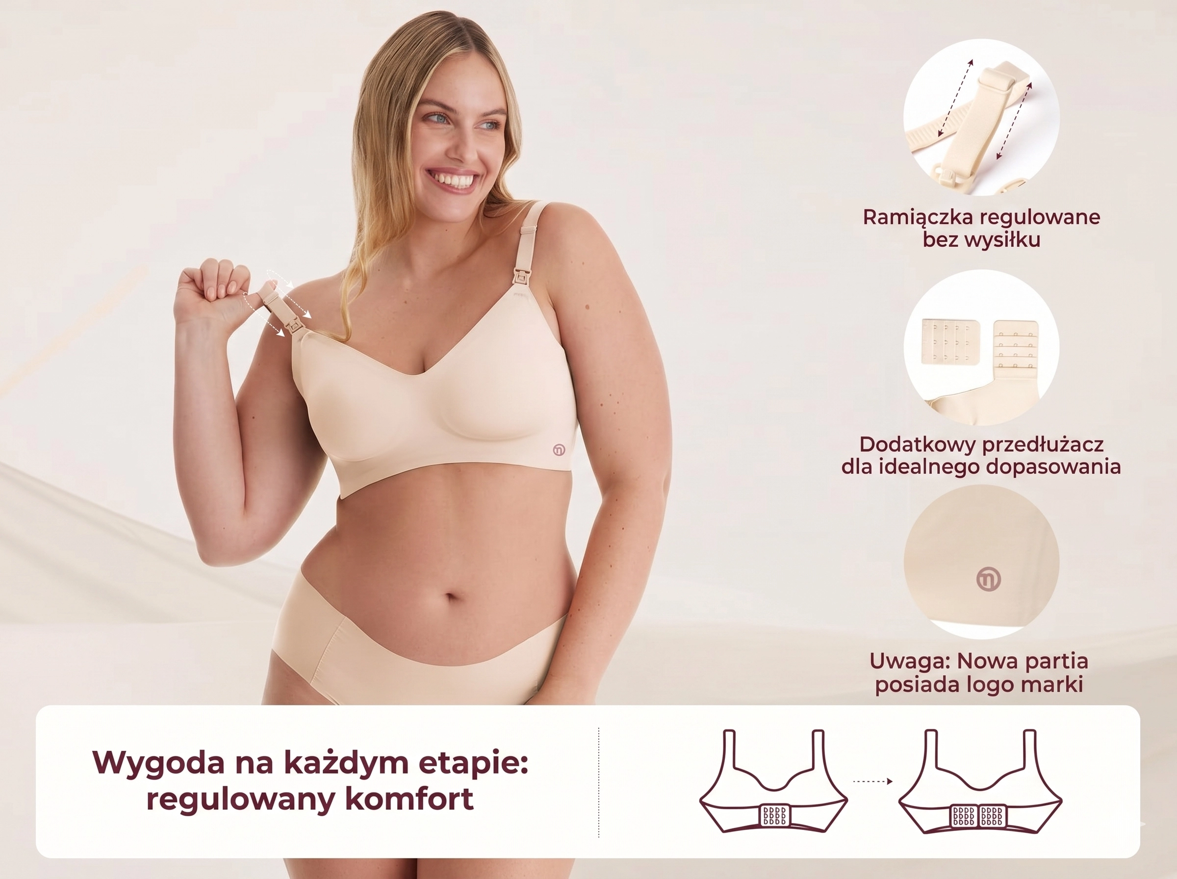 Sutiã Momcozy YN21 cremoso - aparência natural e conforto
