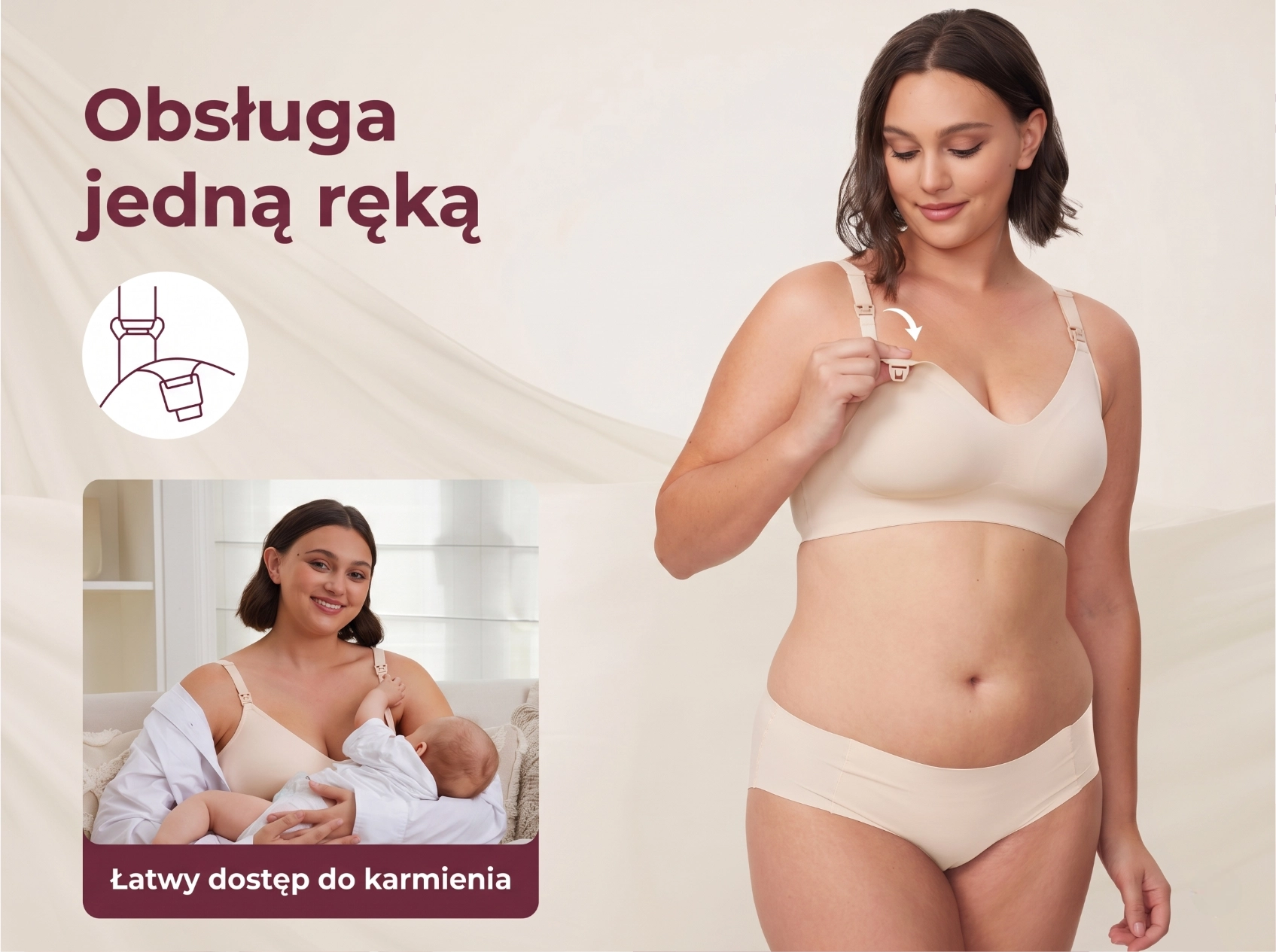 Material liso do sutiã sem costuras Momcozy invisível sob a roupa
