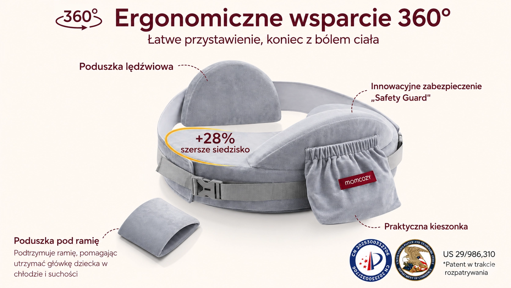 Cinta abdominal ajust&aacute;vel da almofada Momcozy CozyPro