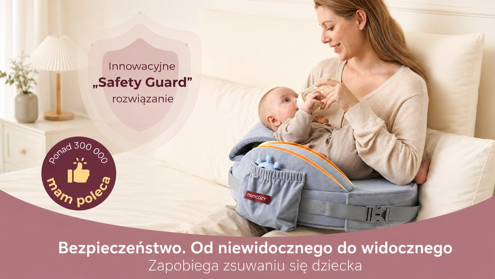 Capa remov&iacute;vel da almofada Momcozy preparada para lavagem