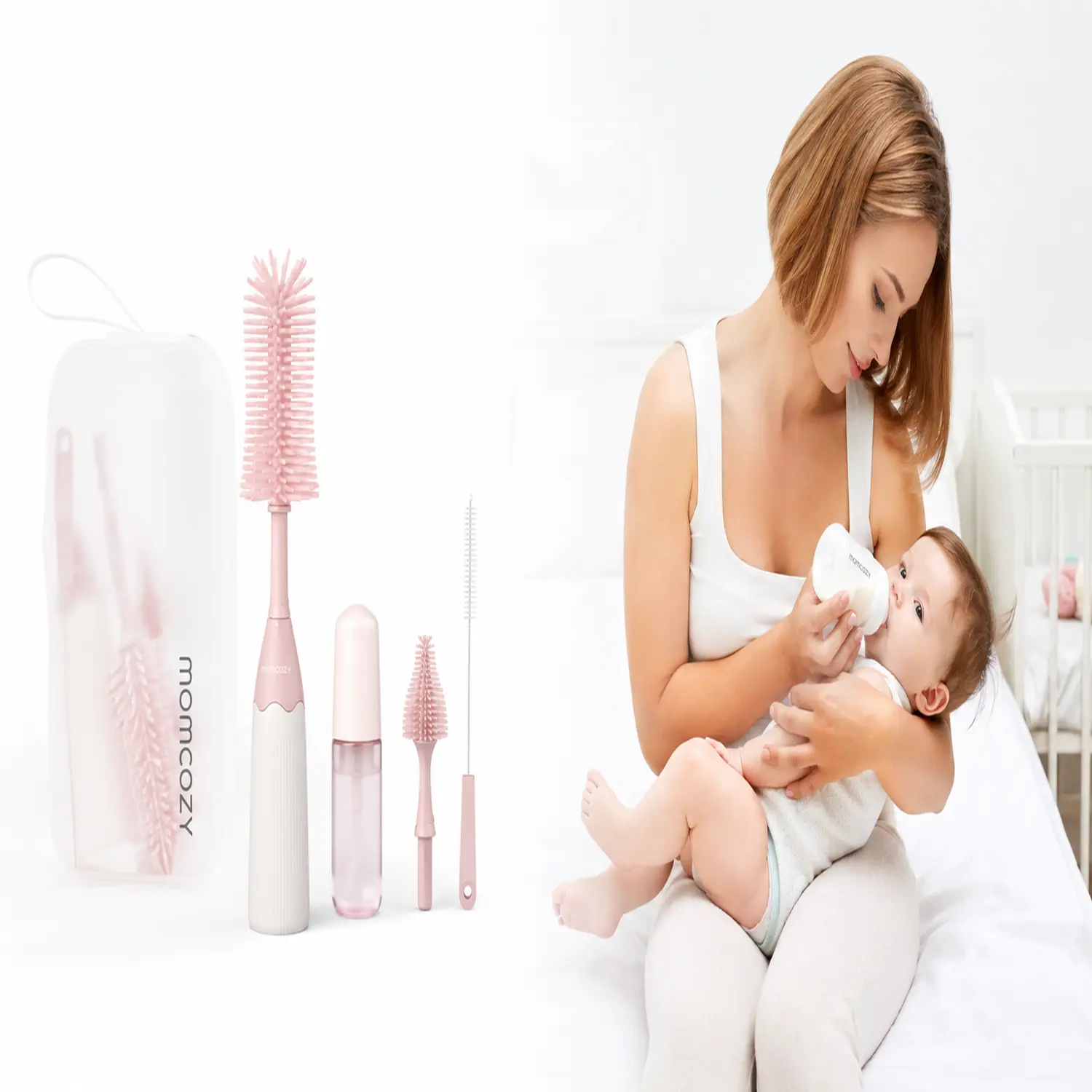 Cerdas de silicone da escova Momcozy seguras para acessórios infantis delicados