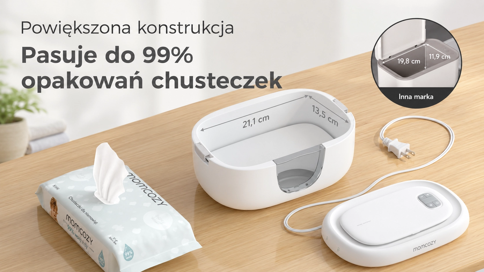 Momcozy-lämmitin taustavalo päällä yöaikaisessa vauvanhoidossa.