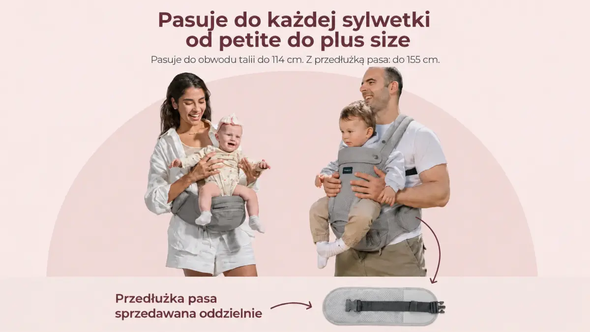 Эргономичная переноска Momcozy серого цвета с широким поясным ремнём и поддержкой живота