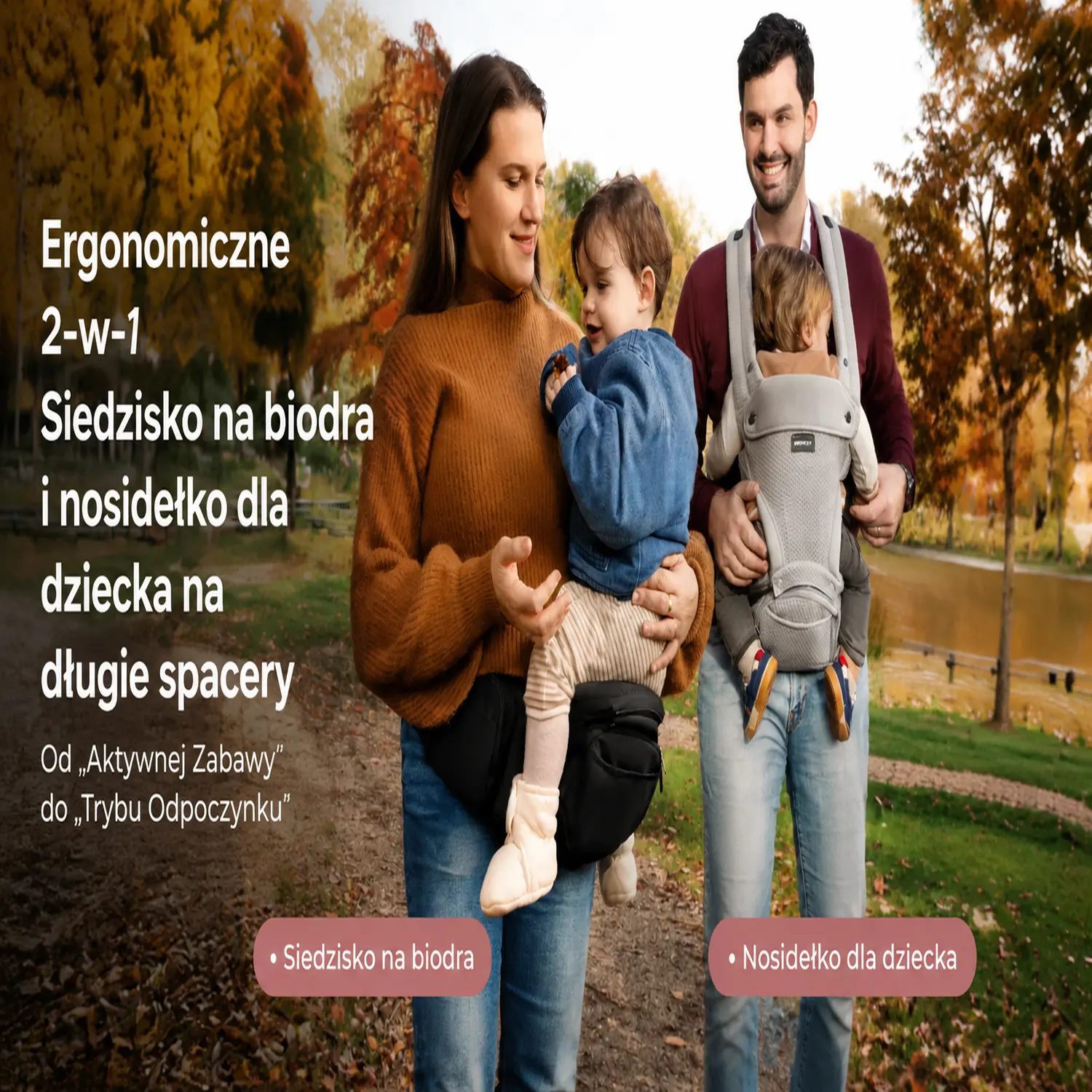 Portabebés ergonómico Momcozy 2 en 1 con asiento de cadera en color gris