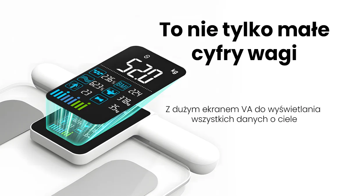 smart bathroom scale visible with close-up display