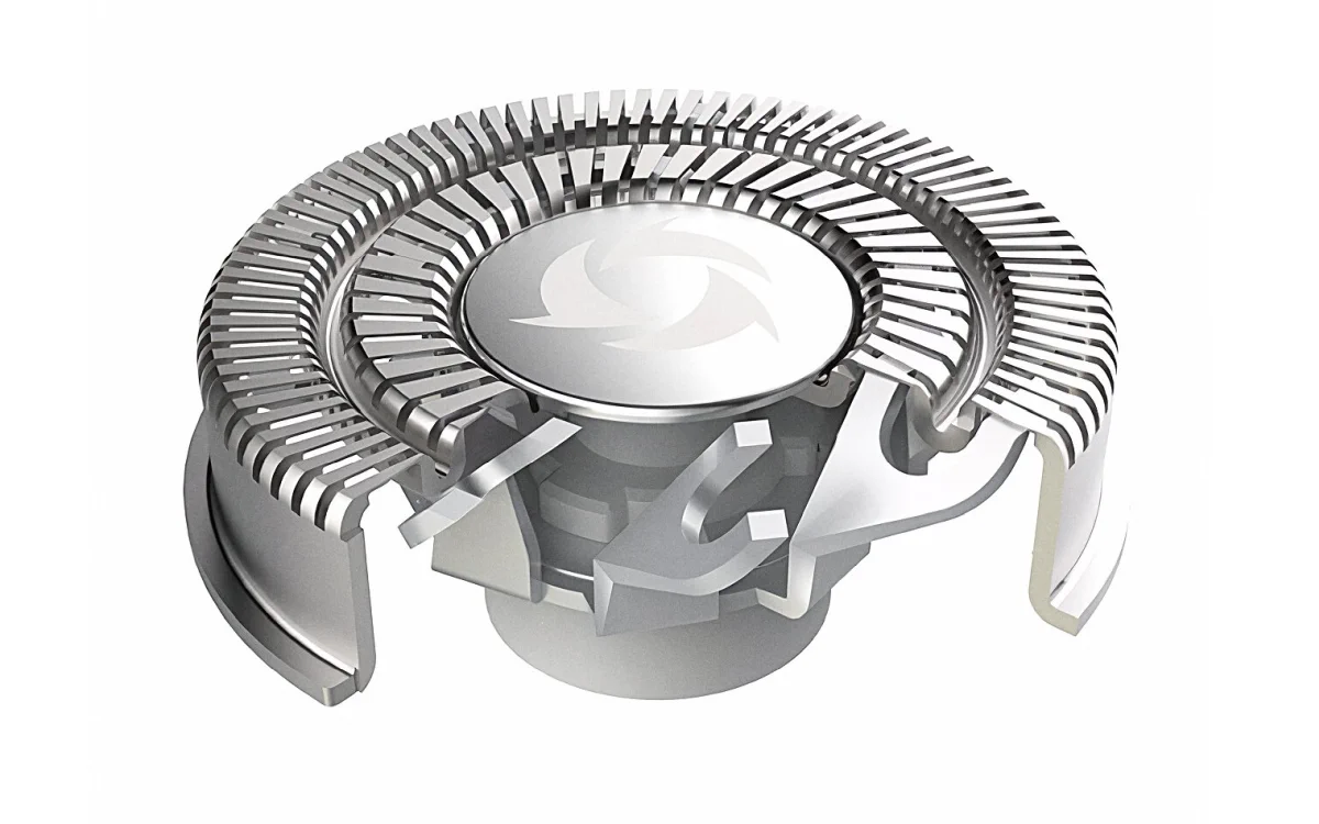 representación con una vista transversal del cabezal de afeitado giratorio de la afeitadora dixix pro DSX5120