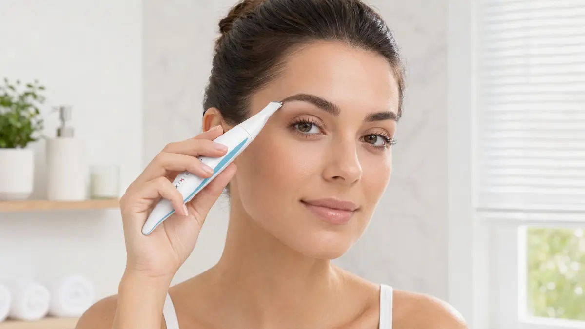 Kobieta modelująca brwi za pomocą trymera DIXIX Mini Personal Groomer