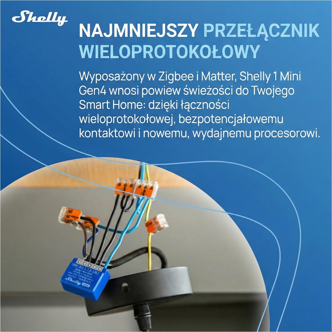 Montaż sterownika Shelly 1 Mini Gen4 w puszce