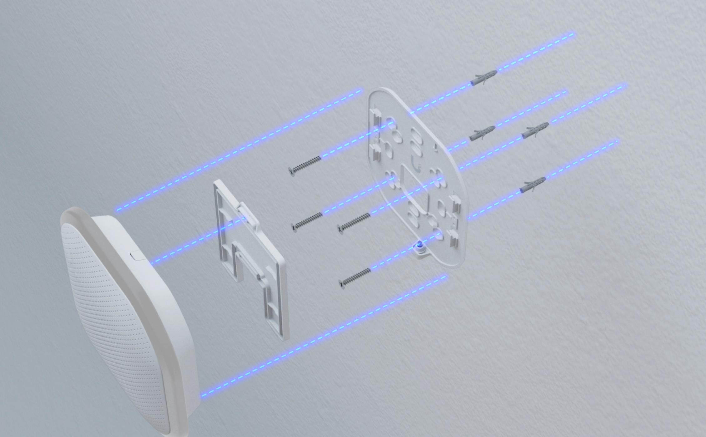 Ubiquiti UP-Siren PoE в развернутом виде с кронштейнами, винтами и монтажной пластиной