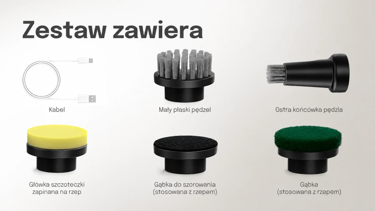 Zestaw szczotki akumulatorowej Extralink z pięcioma wymiennymi końc&oacute;wkami