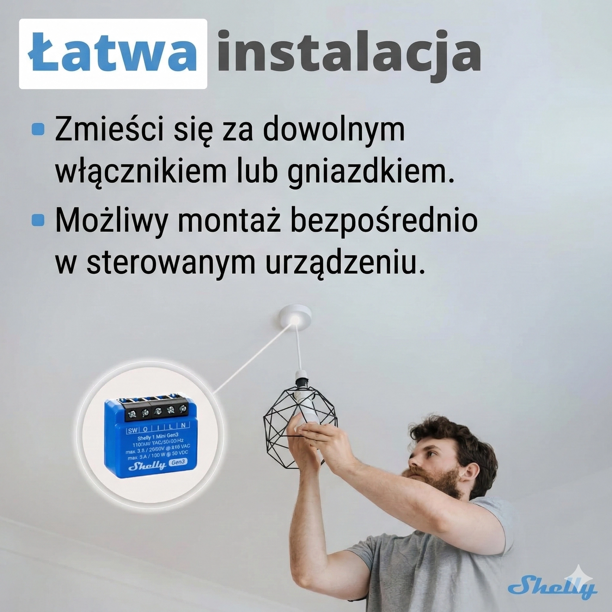 Montaż Shelly 1 Mini Gen3 w puszce elektrycznej