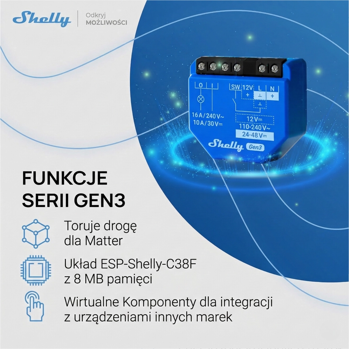 Shelly 1 Gen3 inteligentny moduł przekaźnikowy