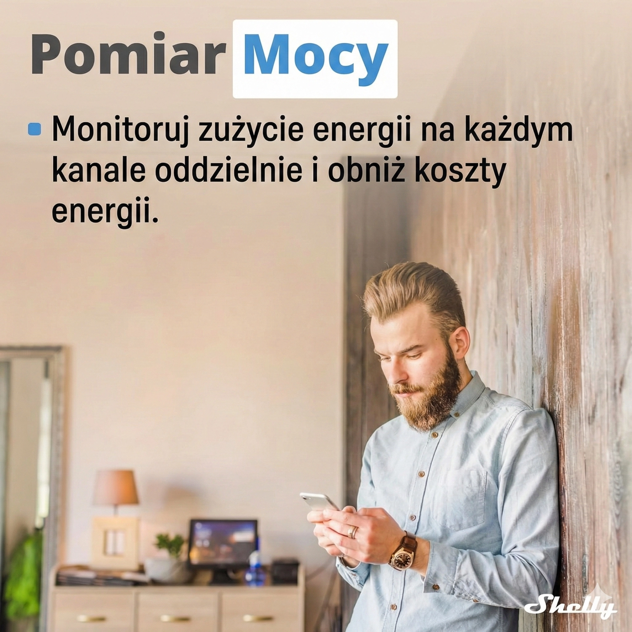 Osoba sprawdzająca zużycie energii za pomocą aplikacji na smartfonie