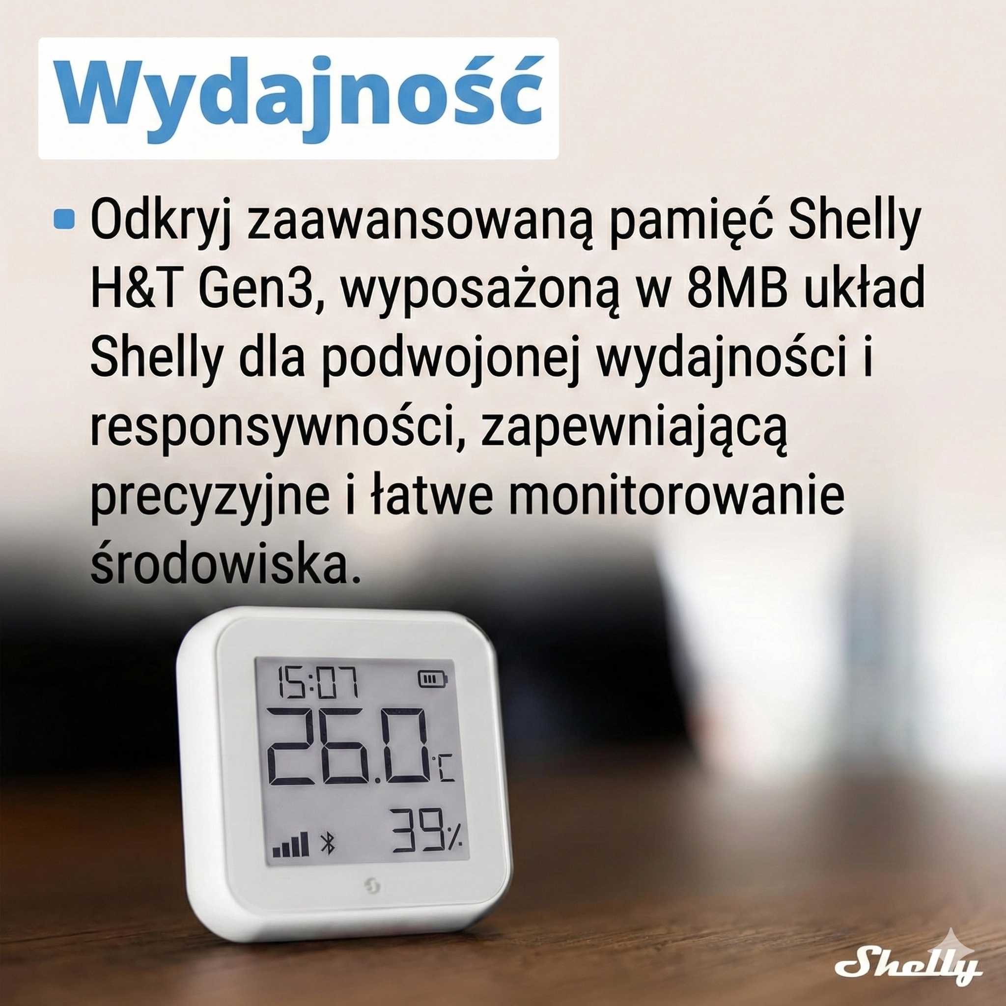 Shelly H&T Gen3 Biały czujnik temperatury i wilgotności