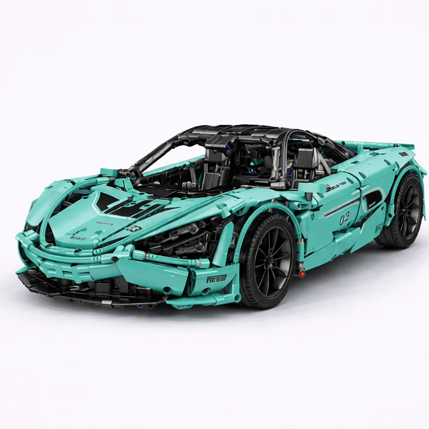 Modelo de carro na cor menta, com estrutura e detalhes reproduzidos com precis&atilde;o