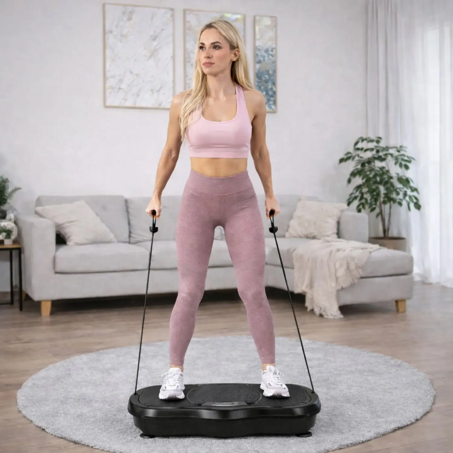 Ćwiczenia z gumami na platformie wibracyjnej
